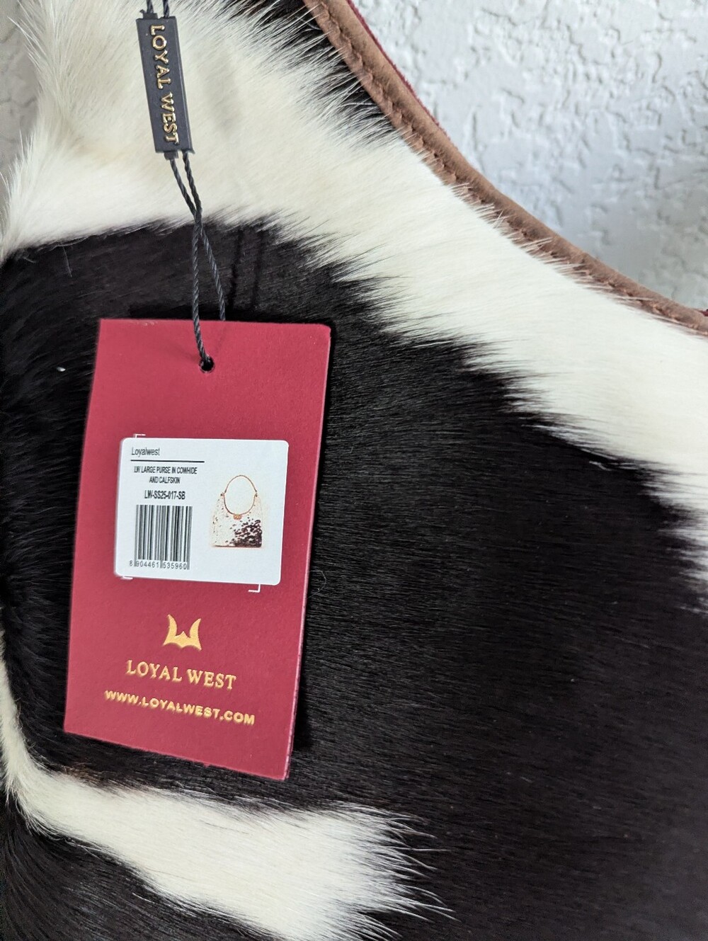 Myra Loyal West Large Black White Cowhide Calfskin Leather Shoulder Bag NWT - Picture 7 of 8